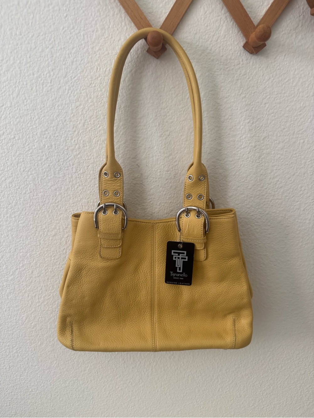 Tignanello Yellow Leather Shoulder Bag